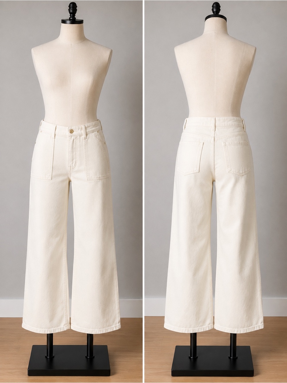 J. Crew Factory Wide-Leg Cream Denim Jeans